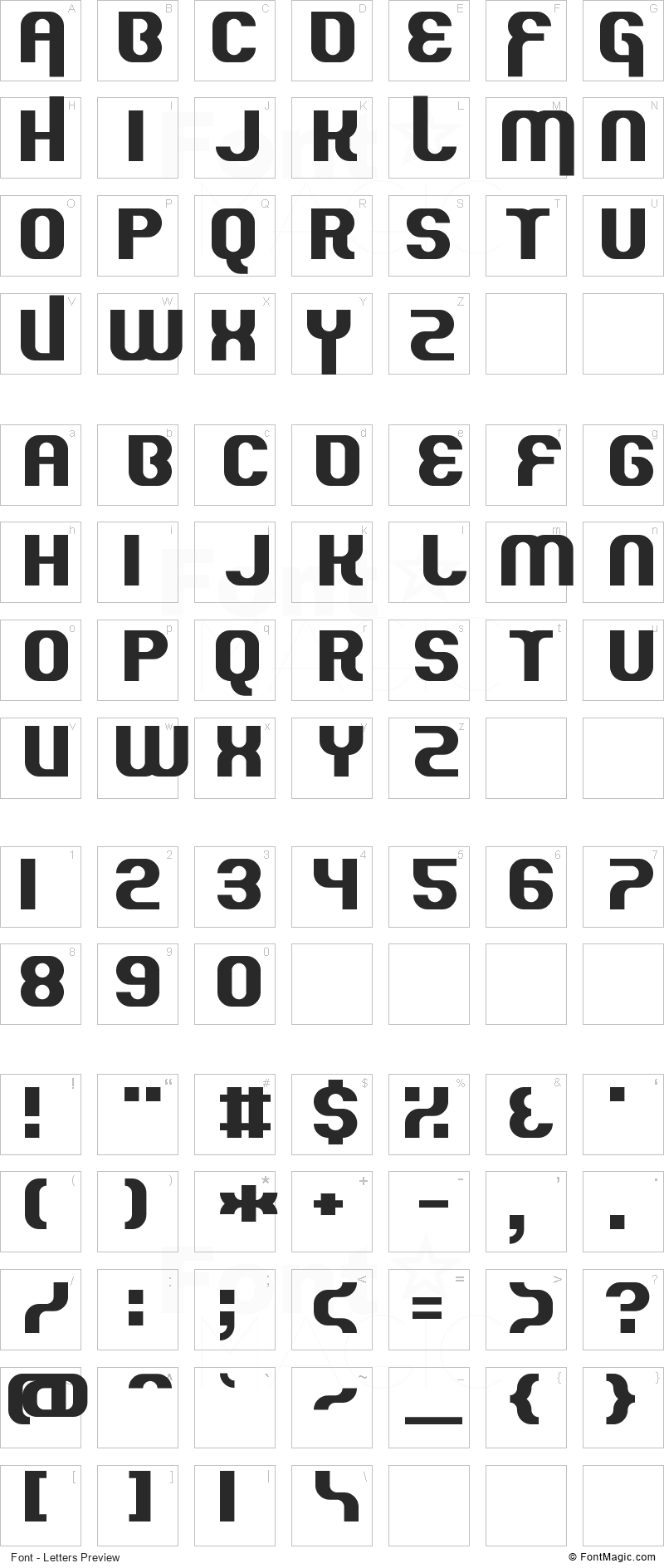 Quous Inno Font - All Latters Preview Chart